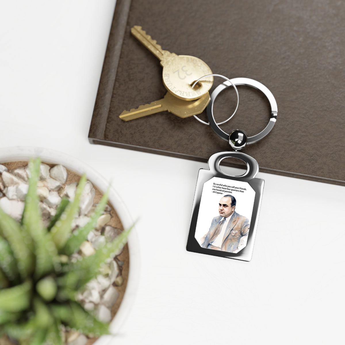 Vintage Crime Quote Rectangle Metal Keyring
