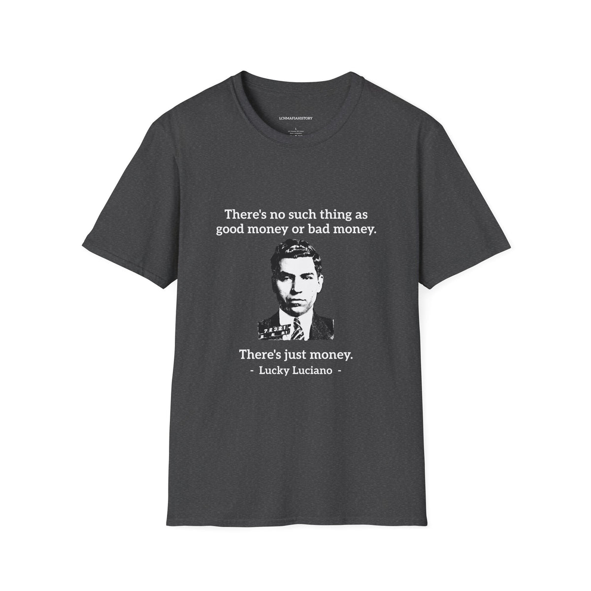 T-Shirt — Vintage Black & White Portrait Tee (retro gangster-style face)