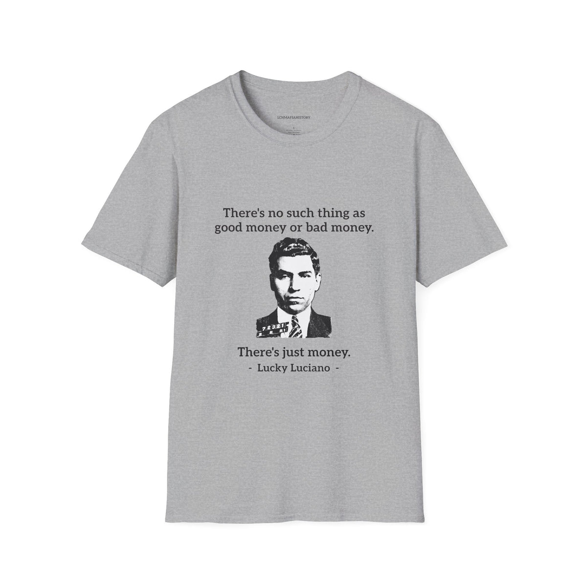 T-Shirt — Vintage Black & White Portrait Tee (retro gangster-style face)