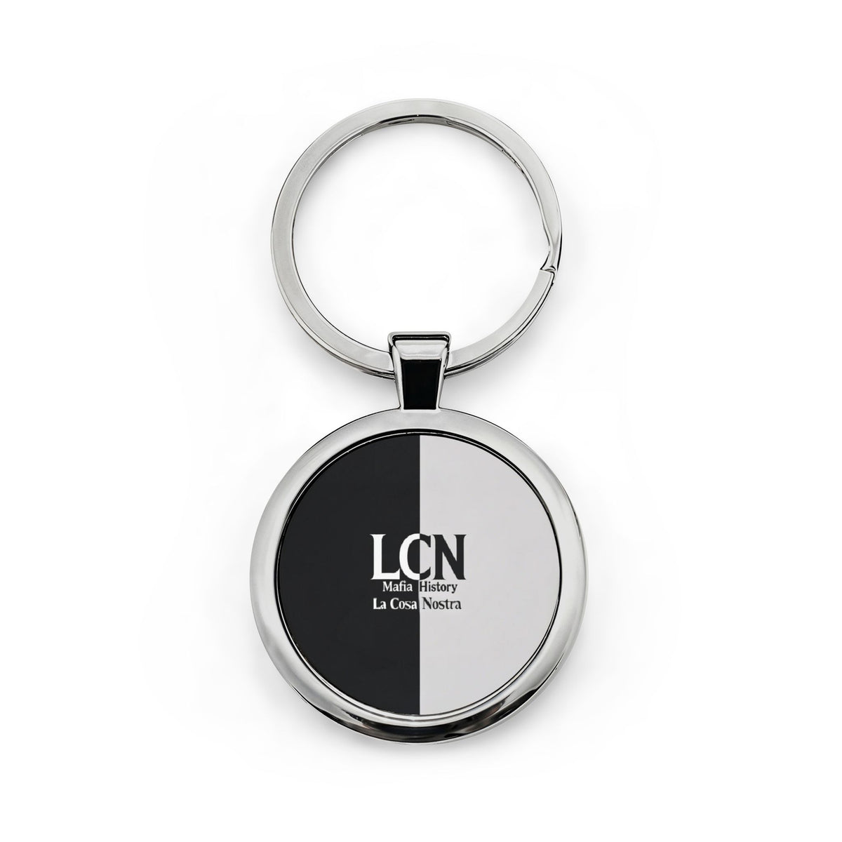 LCN Mafia History Round Stainless Steel Keyring