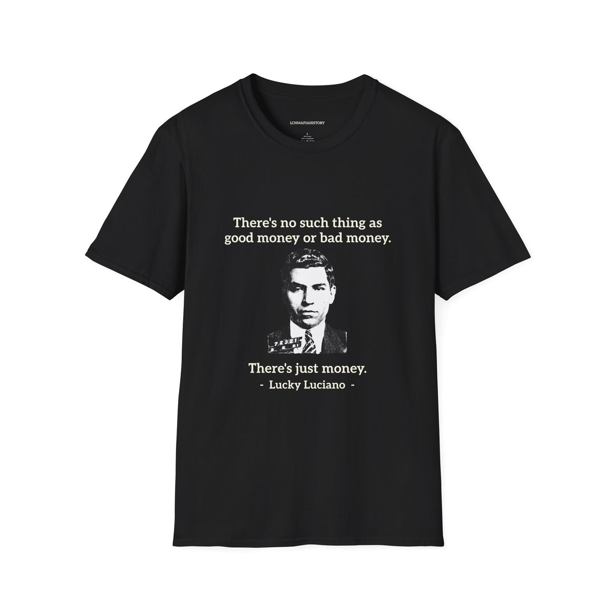 T-Shirt — Vintage Black & White Portrait Tee (retro gangster-style face)